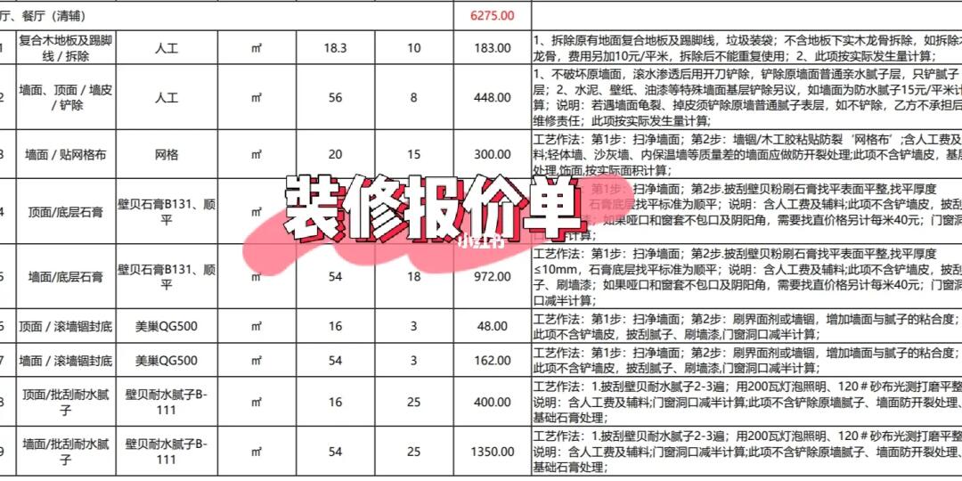 河北装修装潢报价表全面解析