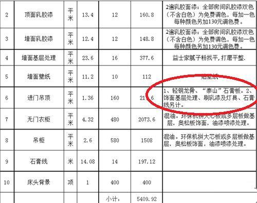 腾冲装修装潢报价单